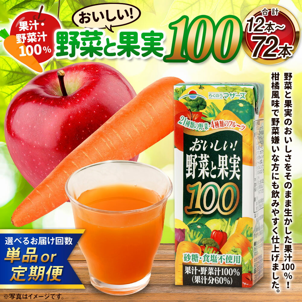 【ふるさと納税】おいしい野菜と果実 200ml×12本 【選べる配送回数 単品 3か月定期便 6か月定期便】 定期便 定期配送 ジュース 野菜果実ジュース 野菜 果実 長期間保存 常温 らくのうマザーズ 九州 熊本県 送料無料