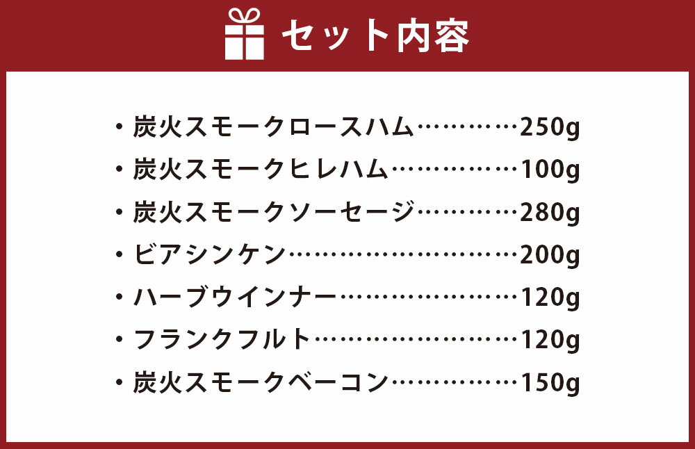 【ふるさと納税】ハム・ソーセージ詰め合わせ（AN-10）合計1220g 7点 約1.2kg 炭火 スモーク ロースハム ヒレハム ソーセージ ベーコン ビアシンケン ハーブウインナー フランクフルト 豚肉 セット おつまみ お取り寄せ グルメ ギフト