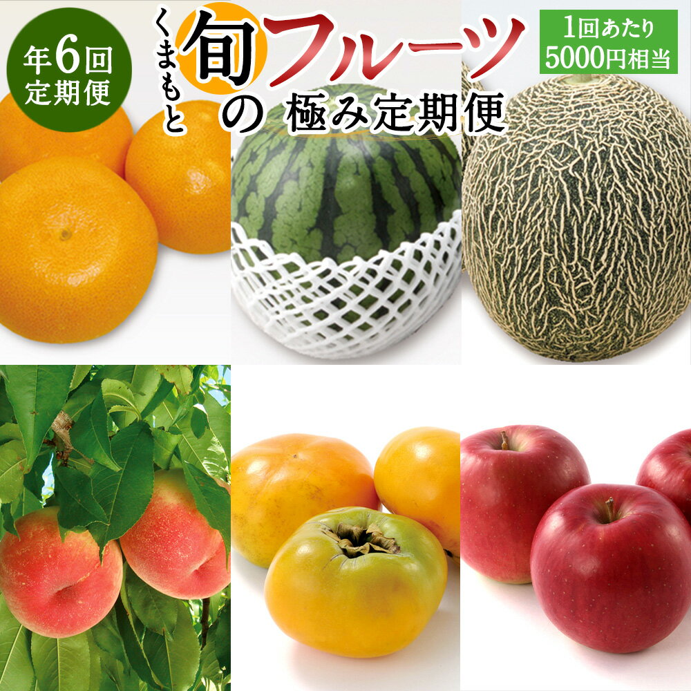 [年6回定期便]くまもと旬のフルーツ極み定期便1(1回あたり5,000円相当)果物 くだもの 季節 フルーツ 詰め合わせ セット デコポン マンゴー 桃 ぶどう すいか 旬 定期便 6ヵ月 お楽しみ 九州 熊本県 送料無料