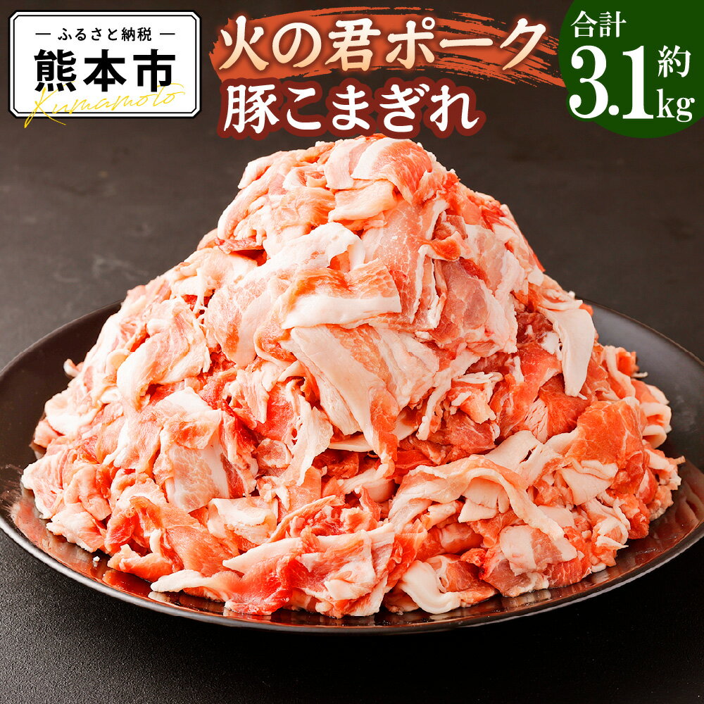  熊本県産 火の君ポーク® 豚こまぎれ 500g×5パック 300g×2パック 合計3.1kg 豚 豚肉 肉 細切れ こまぎれ 国産 九州産 熊本市産 冷凍 送料無料