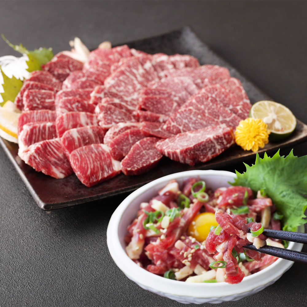 【ふるさと納税】 熊本 馬刺し 上霜降り トロ 300g+馬肉ユッケ300g 合計600g 冷凍 産地直送 馬肉 馬 霜..