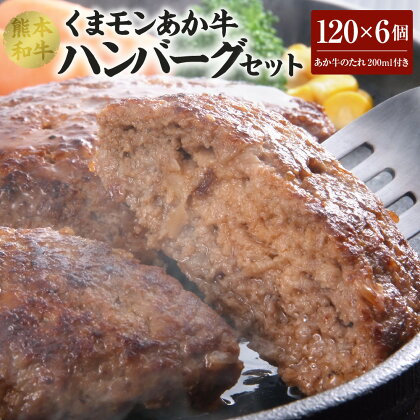 くまモン あか牛 ハンバーグ セット （あか牛ハンバーグ120g×6個、あか牛のたれ200ml付き） 洋風惣菜 惣菜 洋食 おかず たれ たれ付き 焼くだけ こだわり 個包装 パック 赤牛 和牛 熊本県産 国産 冷凍 送料無料