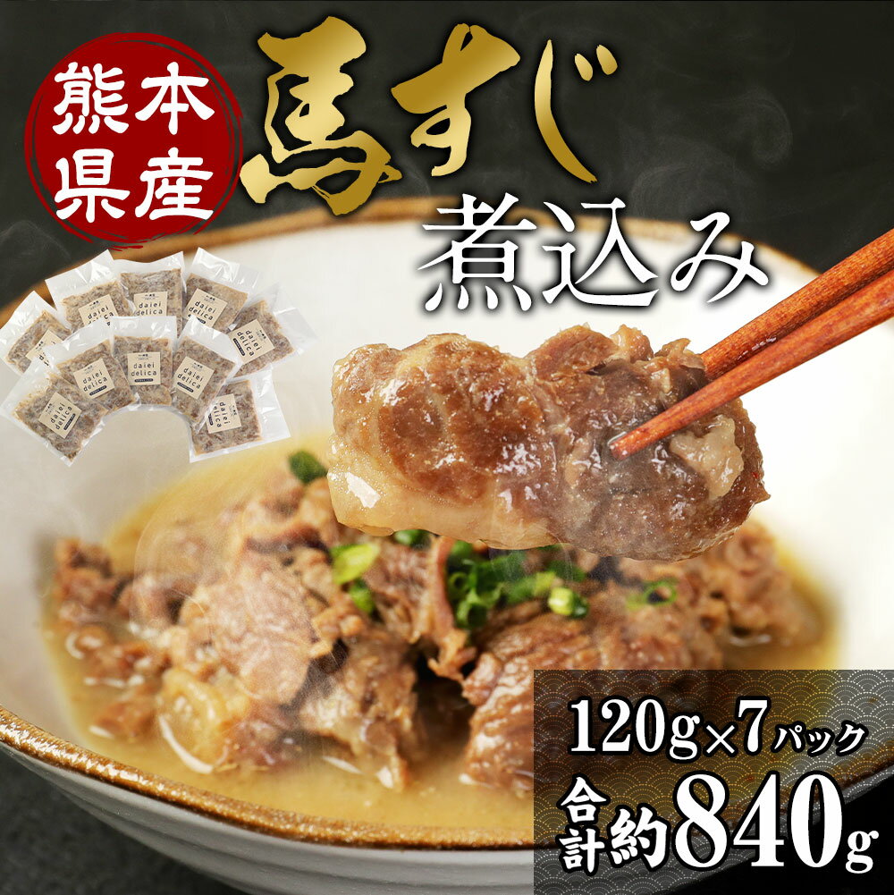 【ふるさと納税】 馬スジ煮込み 120g×7パック 合計840g 馬肉 馬スジ 煮込み 化学調味料一切不使用 馬すじ 熊本肥育 惣菜 おつまみ お取り寄せ フードマスター 冷凍 熊本県 国内肥育 送料無料 【2024年1月上旬より順次発送開始】 2