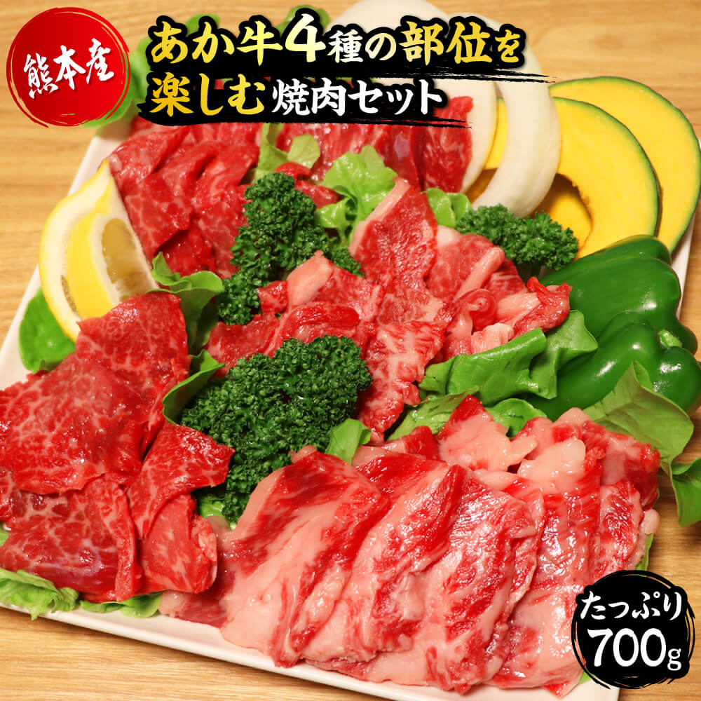 国産 熊本 和牛 あか牛 焼き肉 「あか牛4種のお肉を堪能する焼肉セット」 700g もも カルビ ロース 上カルビ 冷凍 プレゼント 贈り物 内祝い 送料無料