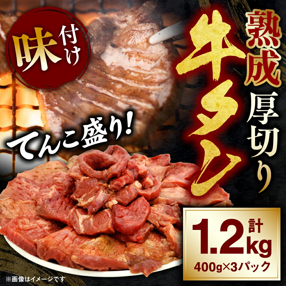 【ふるさと納税】熟成 牛タン 厚切り てんこ盛り 計1.2kg（400g×3パック） 味付け タン たん 焼肉 BBQ バーベキュー ブレンド 自家製塩 冷凍 送料無料