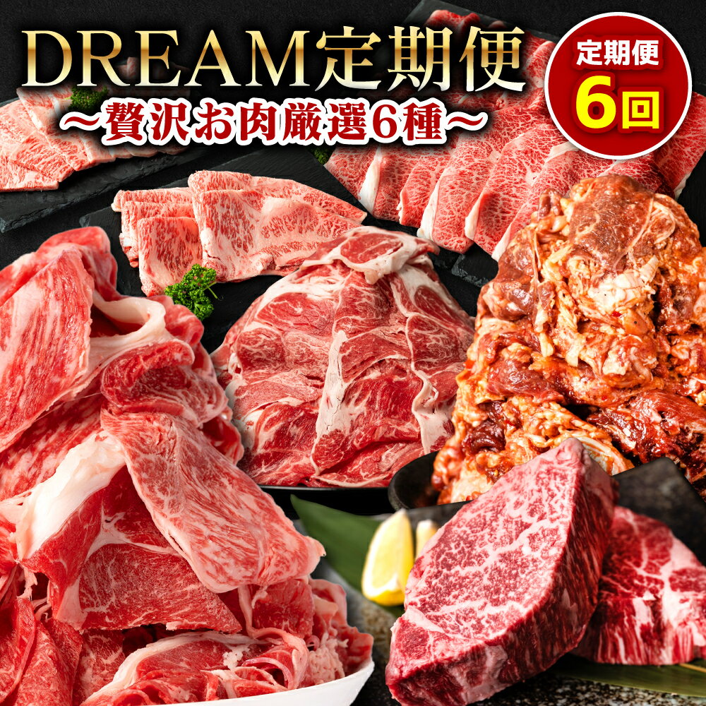 [6回定期便]DREAM定期便 贅沢お肉厳選6種 くまもと黒毛和牛 あか牛 プルコギ風たれ漬け 和王ヒレステーキ 九州 熊本県 八代市 冷凍 送料無料