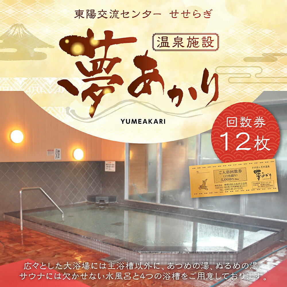 【ふるさと納税】東陽交流センターせせらぎ 温泉施設夢あかり 回数券 12枚 温泉 サウナ 水風呂 イベント風呂 チケット 熊本県 八代市 送料無料