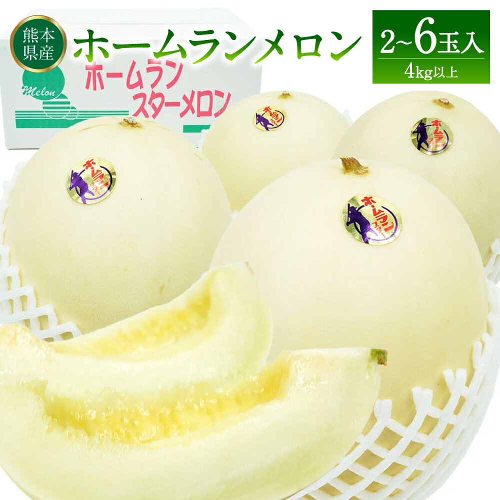 【ふるさと納税】ホームランメロン 2-6玉入り 4kg以上 果物 くだもの フルーツ 熊本県産 国産 送料無料のサムネイル