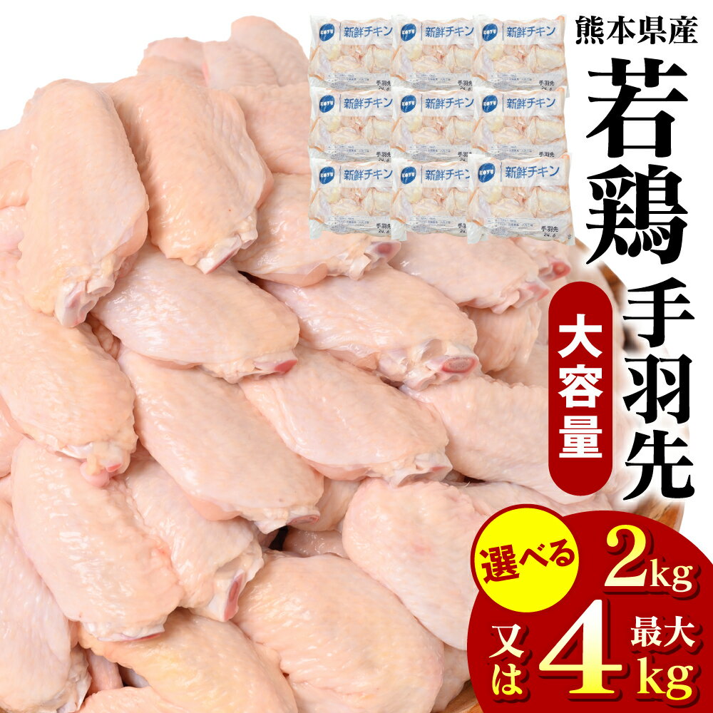 【ふるさと納税】 【選べる内容量】 熊本県産 若鶏の手羽先 2kg 4kg 若鶏 鶏肉 鳥肉 手羽先 手羽 お肉 国産 九州産 冷凍 送料無料