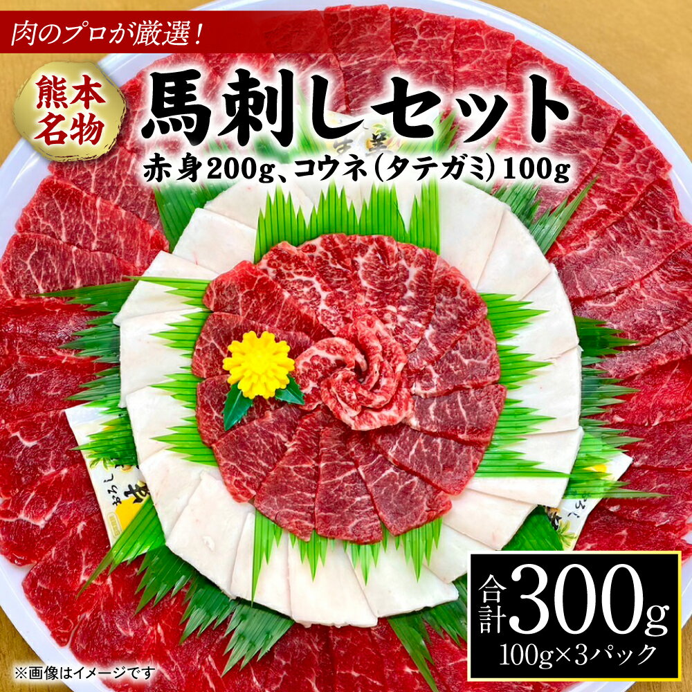 肉のプロが厳選!熊本名物!馬刺し セット 合計300g 赤身200g コウネ(タテガミ)100g 赤身 馬肉 お肉 刺し身 おつまみ 真空パック 冷凍 送料無料