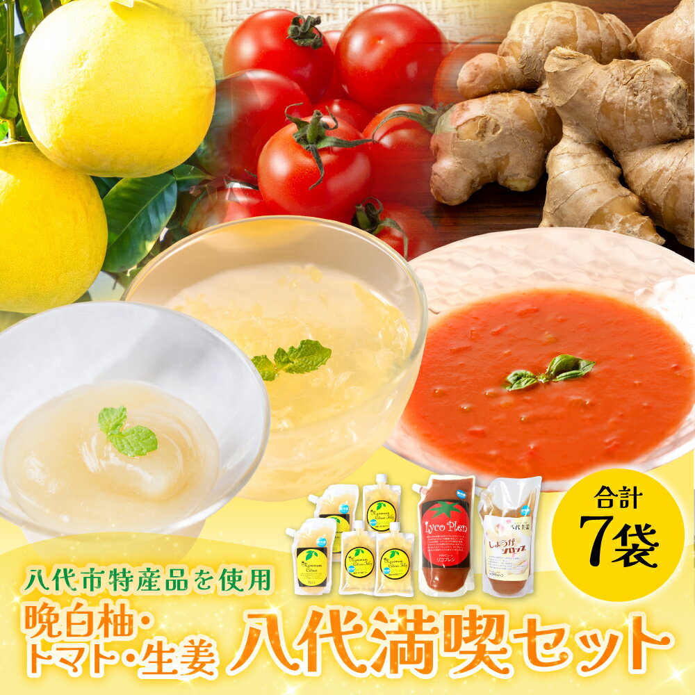 熊本県 八代市産 晩白柚ペースト・晩白柚ゼリー・トマトピューレ・しょうがシロップ 『八代満喫セット』4種入り ばんぺいゆ 柑橘 とまと 生姜 送料無料
