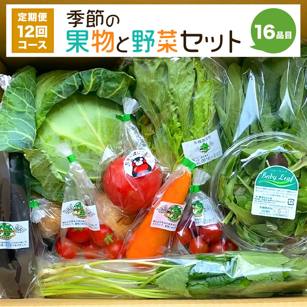 5位! 口コミ数「0件」評価「0」【定期便 12回コース】 季節の果物野菜セット 16品目 毎月1回 計12回 定期便 フルーツ ベジタブル 詰め合わせ 新鮮 国産 九州産 ･･･ 