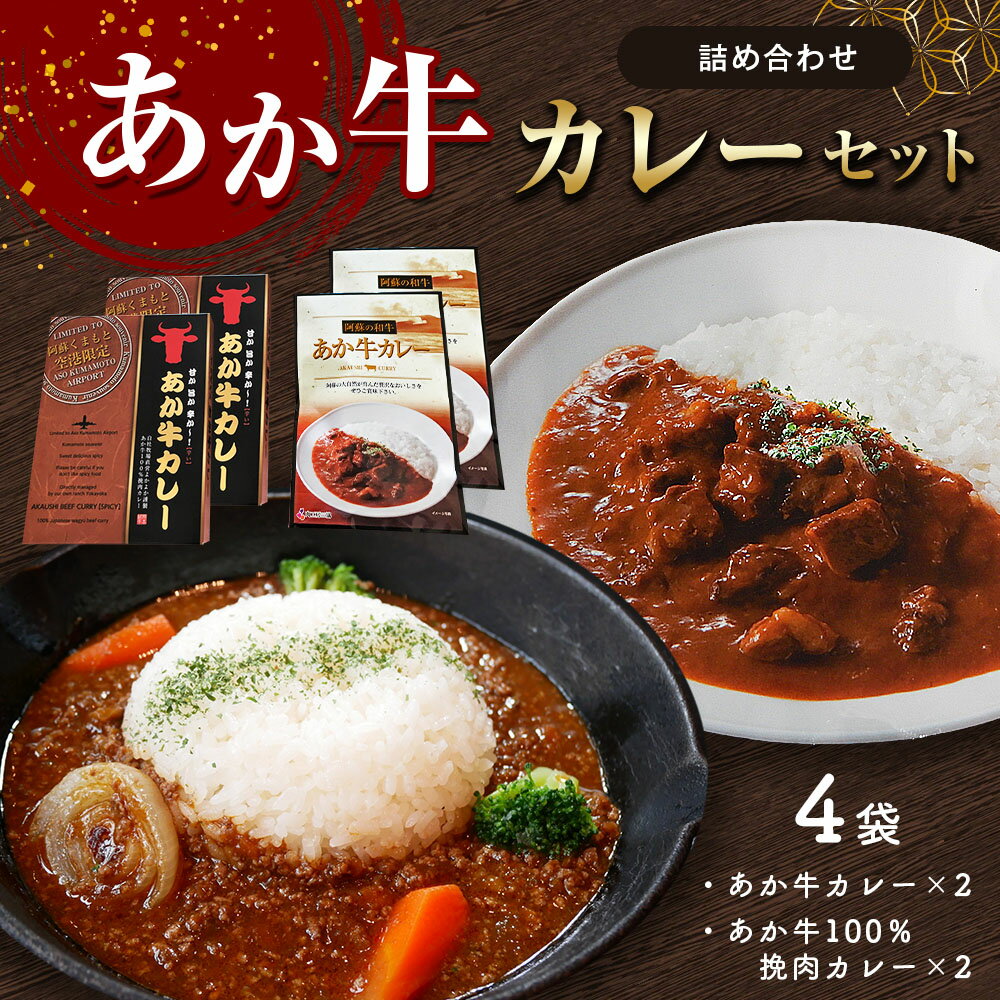 【ふるさと納税】あか牛カレー詰め合わせセット (あか牛カレー180g×2、あか牛100％挽肉カレー220g×2) 熊本 和牛 食べ比べ カレー スパイス