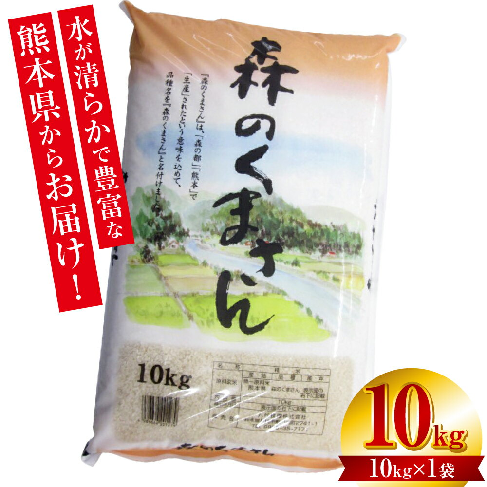 【令和5年産】 森のくまさん10kg（10kg×1袋）お米ひとすじ八代食糧！ オリジナルパッケージ お米 白米 米 精米 国産 熊本県産 九州 送料無料