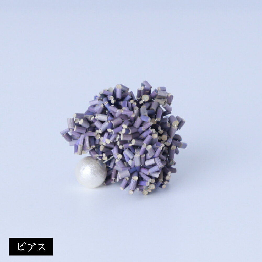 【ふるさと納税】イグサ アクセサリー バイオレット（ピアス/イヤリング） 片耳 1個 直径30mm～40mm イ草 コットンパール 染色 藺草 天然素材 紫色 おしゃれ ファッション 小物 熊本県産 九州 送料無料