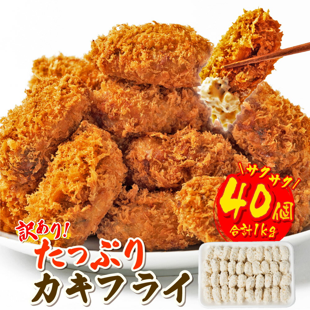 [訳あり]たっぷり40個! サクサク カキフライ 合計1kg 25g×40個 小粒サイズ 衣付き 牡蠣フライ かきフライ 牡蠣 貝 おかず 海鮮 おつまみ お弁当 焙焼パン粉 牡蠣 国産 広島県産八代市加工 冷凍 送料無料