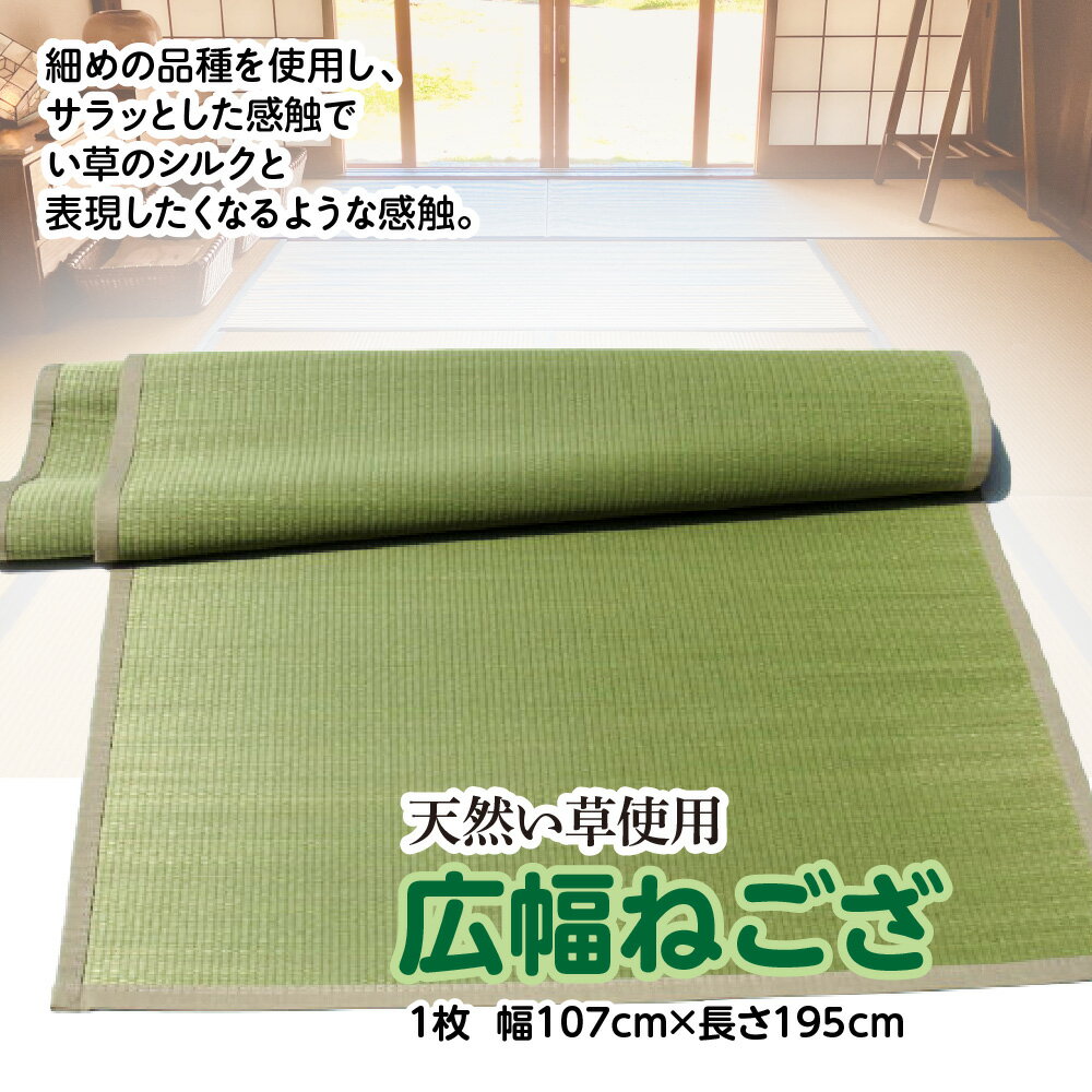 八代産 い草 広幅ねござ 幅107cm×長さ195cm 1枚 イグサ 熊本県産 ラグ マット 和風 寝ござ ゴザ 工芸 伝統 上敷き 国産 九州 送料無料