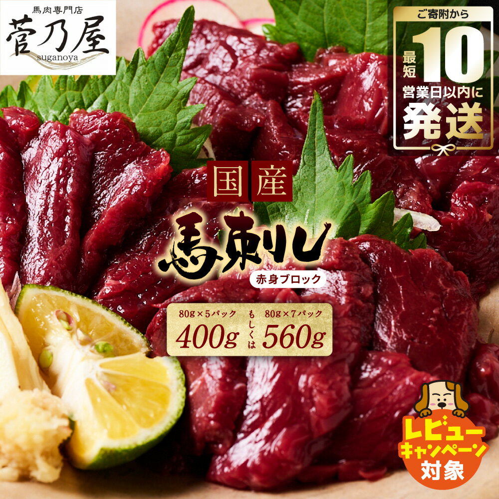 ★旅サラダで紹介されました★ 国産 馬刺しブロック400g〜560g [選べる内容量] 馬刺し専用タレ付き 国産 馬肉 馬刺し 赤身 生食 刺身 冷凍 菅乃屋 熊本 郷土料理 送料無料 10営業日以内発送 スピード発送 ＼レビューキャンペーン開催中!/