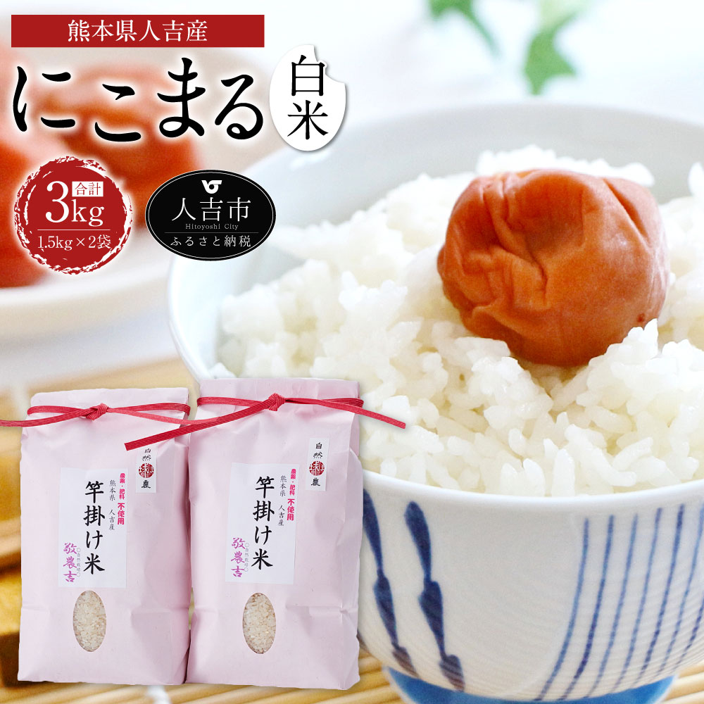 【ふるさと納税】人吉産 にこまる（白米） 1.5kg×2袋 合計3kg 米 精米 国...