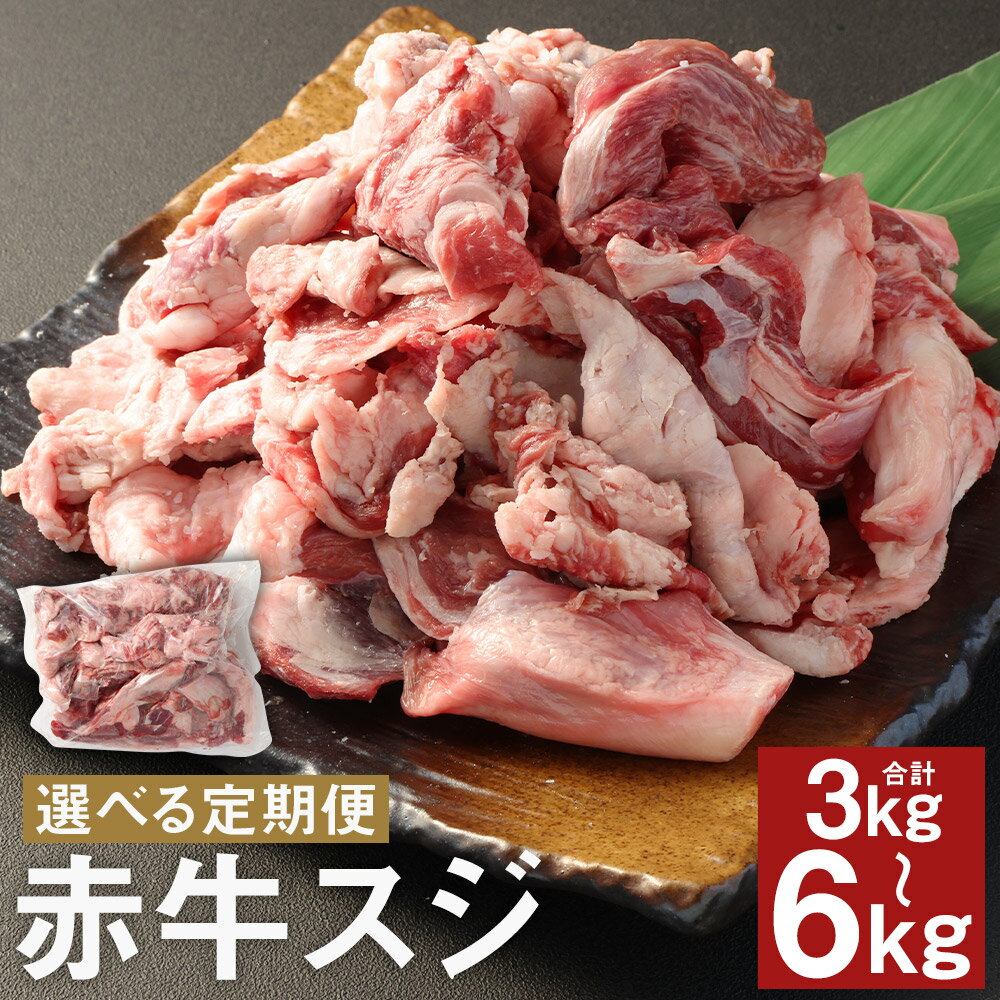 【ふるさと納税】【選べる定期便】赤牛スジ 1kg 3ヶ月定期便/6ヶ月定期便 牛スジ 牛筋 すじ 赤牛 お肉 和牛 熊本県産 九州産 国産 冷凍 送料無料