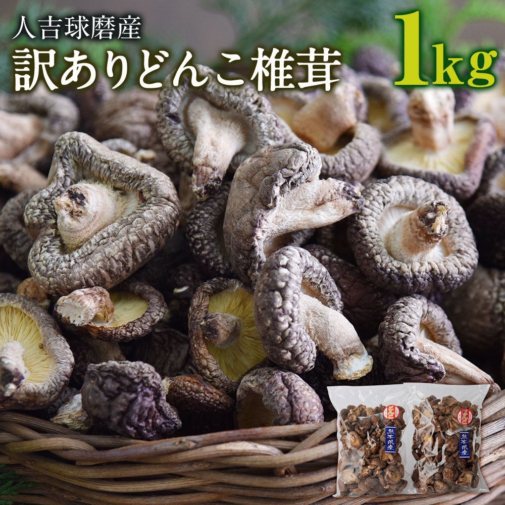 人吉球磨産 訳あり しいたけ どんこ 椎茸 1kg 500g×2袋 熊本県人吉産 原木栽培椎茸 乾しいたけ 干し椎茸 干ししいたけ 乾椎茸 ご家庭用 九州 3〜4cmの肉厚 業務用 送料無料