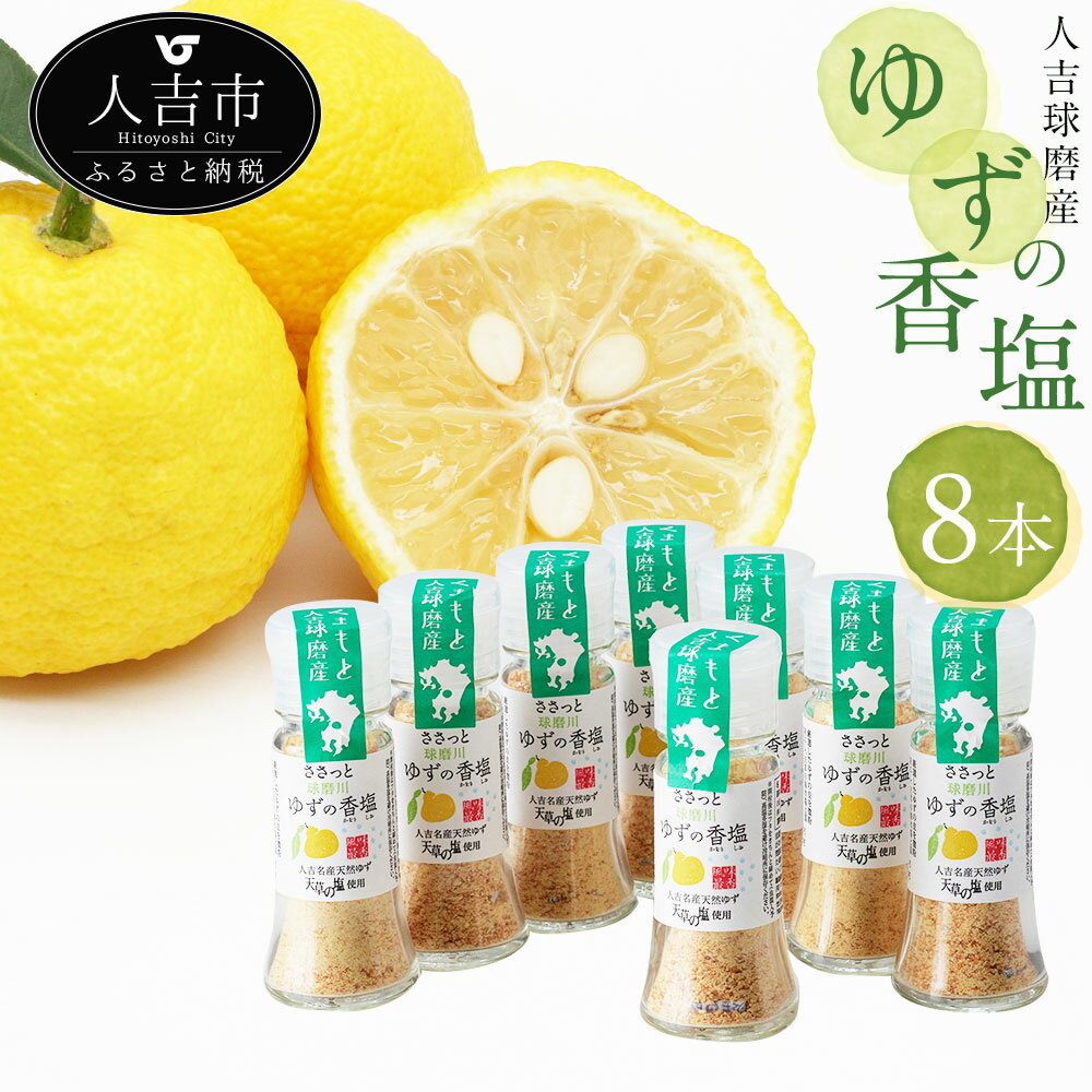 【ふるさと納税】人吉球磨産のゆず塩 球磨川ゆずの香塩(25g)×8本 ゆず 塩 調味料 風味 九州 熊本 送料無料