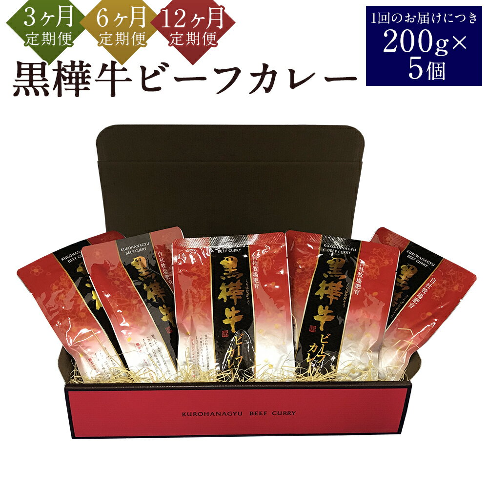 [定期便]黒樺牛ビーフカレー 200g×5個 3ヶ月定期便/6ヶ月定期便/12ヶ月定期便 カレー ビーフカレー 黒樺牛 くろはなぎゅう レトルトカレー レトルト食品 レトルト セット 送料無料