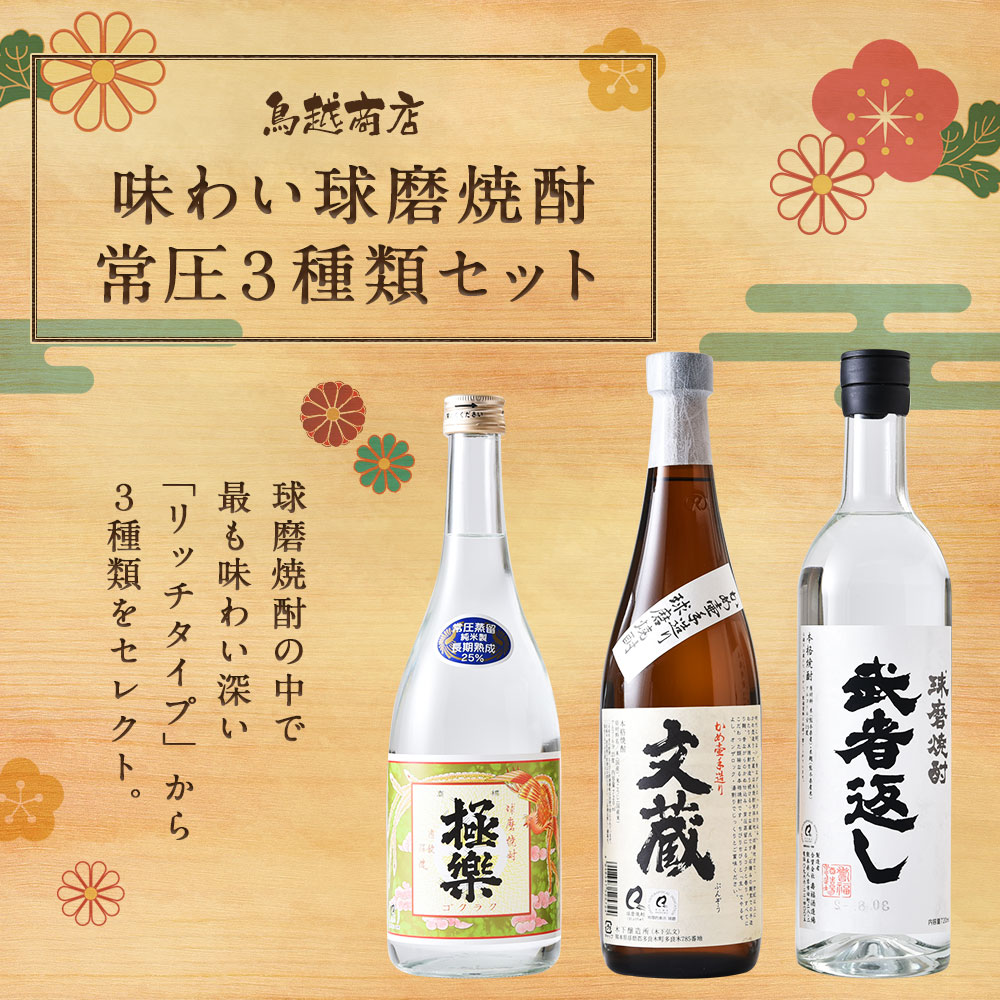 【ふるさと納税】味わい球磨焼酎 常圧3種類セット 720ml 各1本 3本セット 飲み比べ 酒 米焼酎 球磨焼酎 送料無料