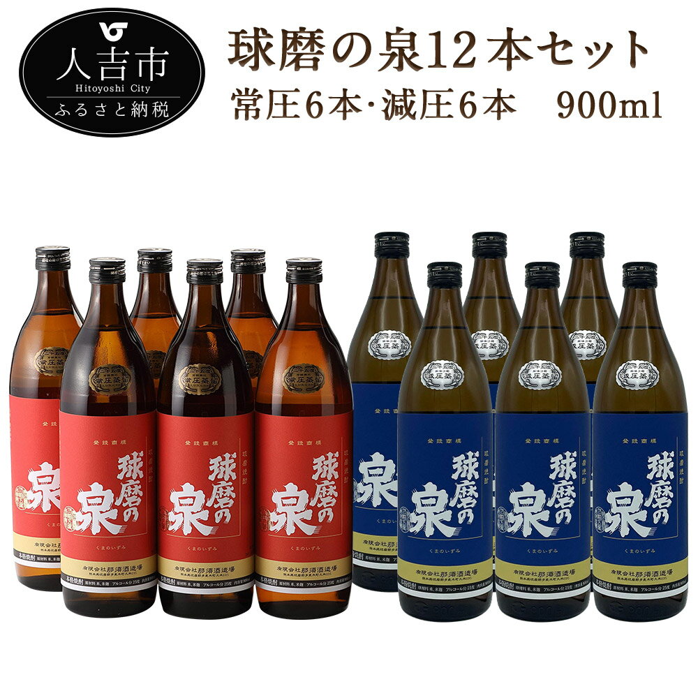 球磨の泉 常圧6本・減圧6本 900ml×各6本 合計10.8L 12本 飲み比べ セット 焼酎 25度 お酒 球磨焼酎 米焼酎 送料無料