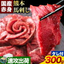  速攻出荷 赤身馬刺し300g たっぷり300g 約100g×3ブロック(タレ5ml×6袋) 生食用 冷凍《1-5営業日以内に出荷予定(土日祝除く)》送料無料