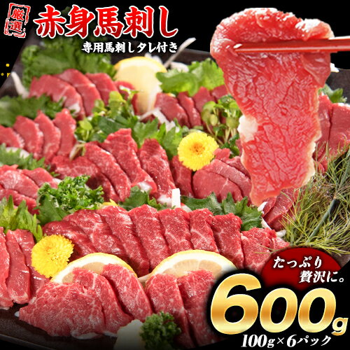 【ふるさと納税】 厳選赤身馬刺し 計600g 100g×6パック 赤身馬刺し 専用馬刺しタレ付き 馬刺し 馬肉 赤身《7-14営業日以内に順次出荷(土日祝除く)》のサムネイル