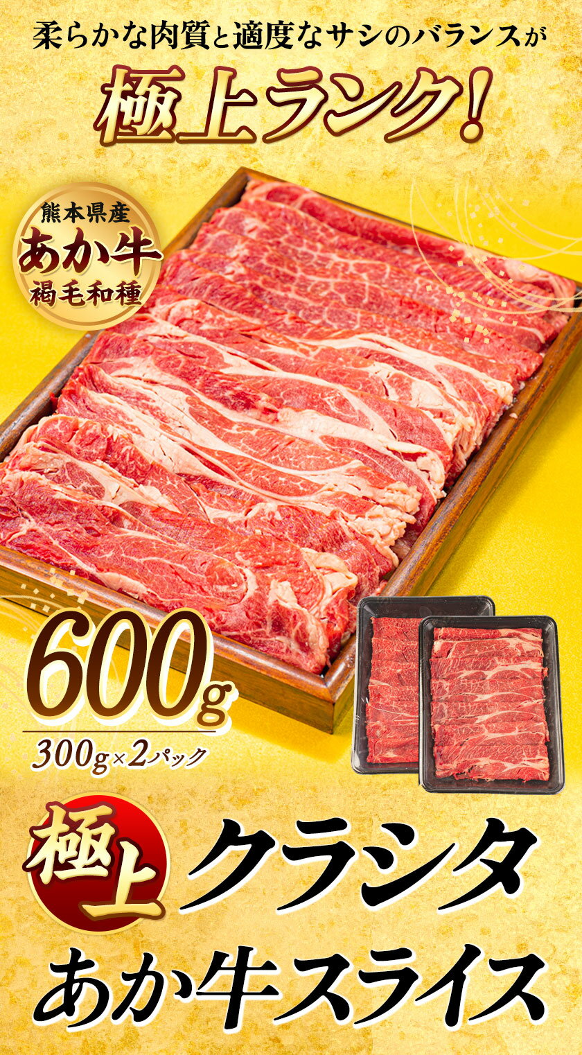 【ふるさと納税】牛肉 赤身 クラシタ ロース すき焼き しゃぶしゃぶ 鍋 クラシタ あか牛 送料無料 肉 牛肉 ロース 肩ロース 600g (300g×2パック) クラシタ あか牛 赤牛 あかうし 《30日以内に出荷予定(土日祝除く)》九州 食品 お取り寄せ