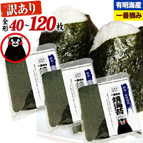 【ふるさと納税】 海苔 訳あり 一番摘み 海苔 全形 40枚〜120枚 有明海産 のり 熊本県産 選べる内容量 大容量 小分け 全形 選べる 40枚 80枚 1...