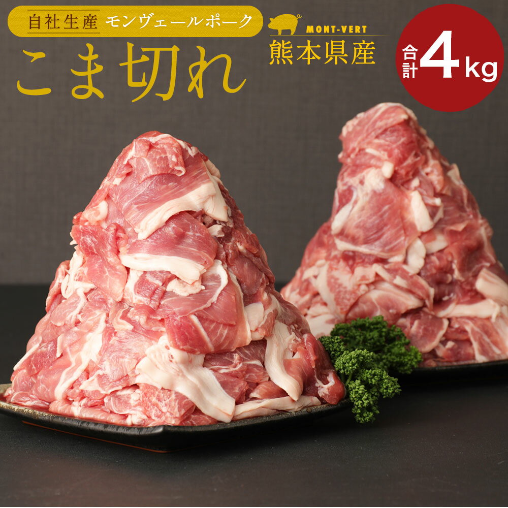 モンヴェール農山 熊本県産甘み溢れる モンヴェールポーク こま切れ (250g×16パック) 合計4kg セット 豚肉 肉 惣菜 冷凍 食品 詰め合わせ 九州産 熊本県 水俣市 送料無料