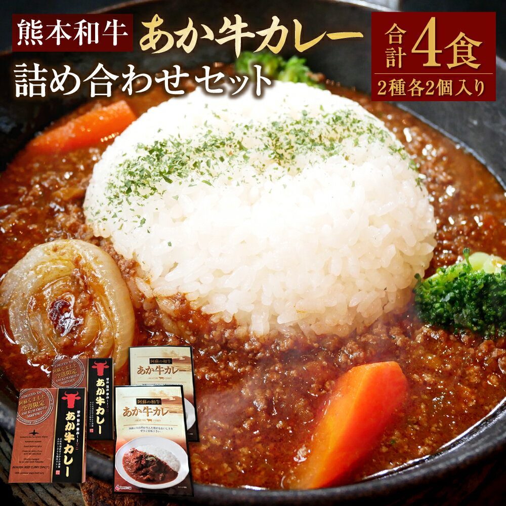 20位! 口コミ数「0件」評価「0」あか牛カレー詰め合わせセット 合計4個 2種 あか牛カレー 約180g×2個 あか牛100％挽肉カレー 約220g×2個 あか牛 あかうし ･･･ 