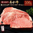 【ふるさと納税】あか牛 極上ヒレ&サーロインステーキセット 合計550g ヒレステーキ 約150g サーロインステーキ約200g×2枚 あか牛のたれ付き 約200ml あか牛 牛肉 和牛 ヒレ肉 サーロイン ステーキ セット タレ 国産 九州 熊本県 送料無料