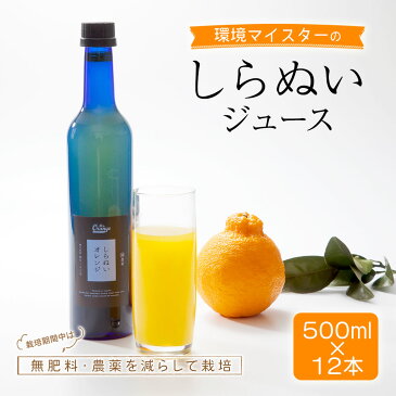【ふるさと納税】環境マイスターの果汁100%しらぬいジュース 500ml×12本セット 合計6L ジュース しらぬい 不知火 ミカンジュース 飲み物 ドリンク ミカン オレンジ 蜜柑 無肥料 栽培期間中農薬を減らして栽培 食品添加物無添加 国産 九州産 熊本県水俣市産 送料無料