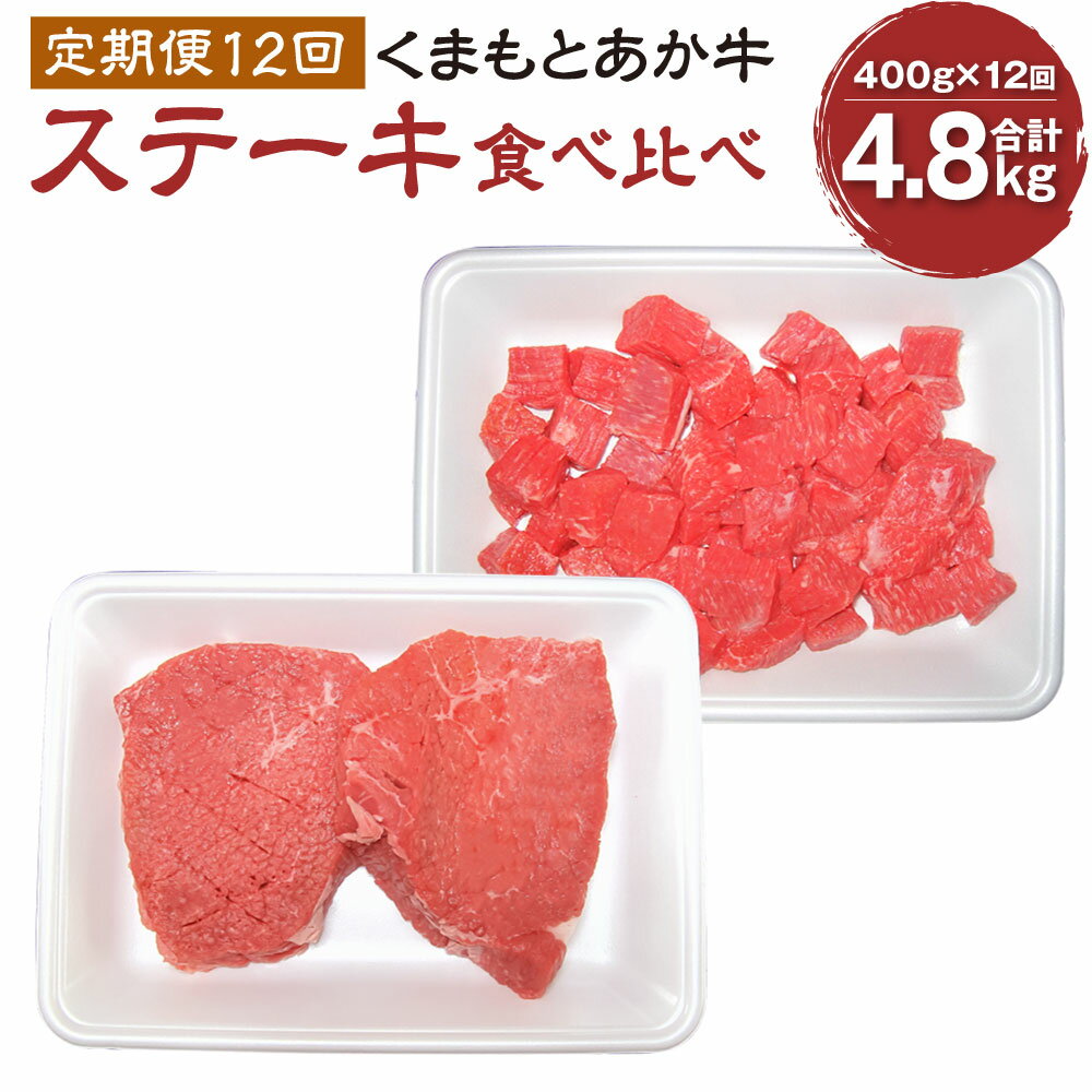 20位! 口コミ数「0件」評価「0」【定期便12回】くまもとあか牛 ステーキ食べ比べ定期便 400g×12回 計4.8kg 肉 お肉 牛肉 熊本県産 九州産 国産 あか牛 赤牛･･･ 