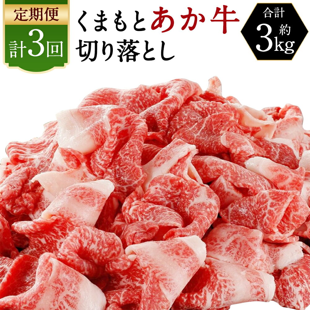 【ふるさと納税】【3ヶ月定期便】 あか牛 切り落とし 合計3kg （1kg×3回） 小分け あかうし 切り落とし お肉 和牛 熊本県産 九州産 国産 冷凍 定期便 送料無料