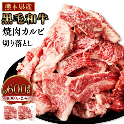 熊本県産 黒毛和牛 焼肉 カルビ 切り落とし 計600g 300g×2パック 霜降り くまもと黒毛和牛 和牛 牛肉 お肉 肉 バーベキュー BBQ キャンプ 炒め物 牛丼 国産 九州 熊本 冷凍 送料無料