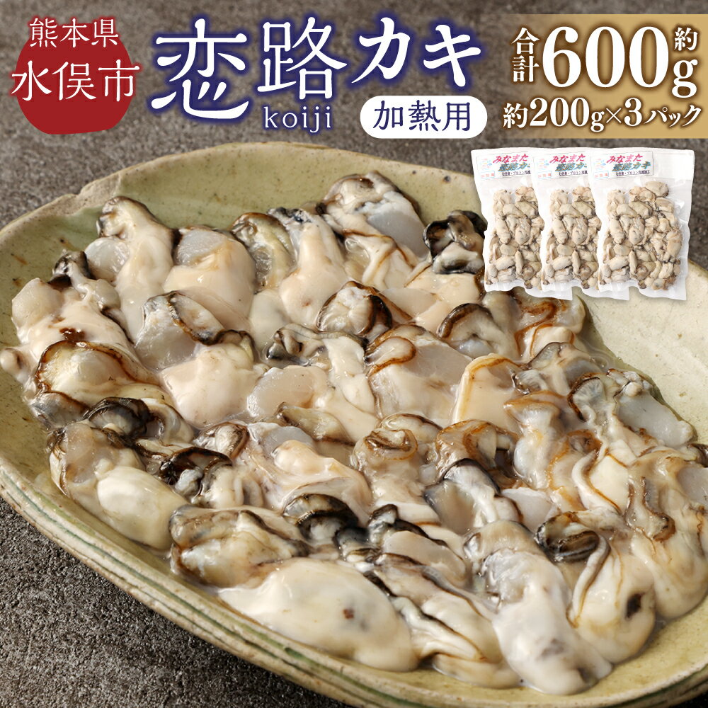 加熱用 冷凍 みなまた 恋路カキ 合計約600g 約200g×3パック 牡蠣 かき 魚介 カキフライ 炊き込みご飯 グラタン 鍋 国産 九州 熊本県 水俣市 送料無料