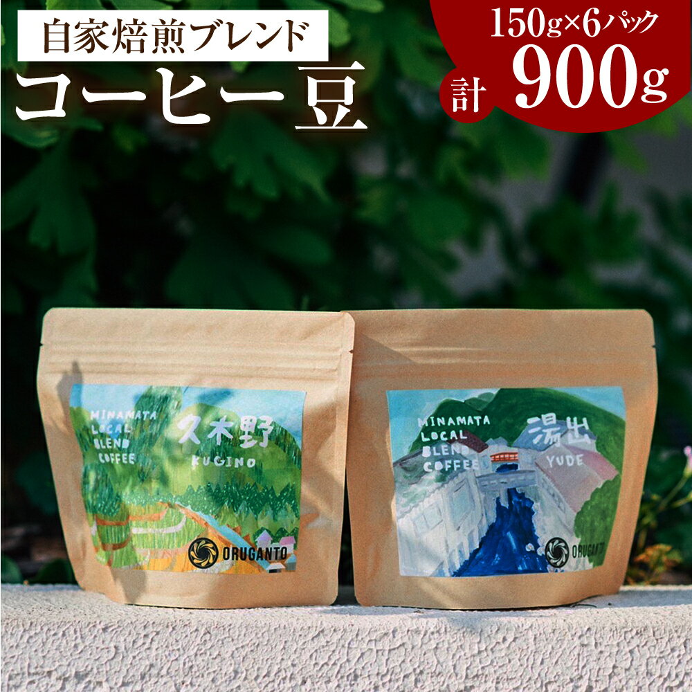 コーヒー豆900g (150g×6パック) コーヒー 珈琲 ブレンド ブラジル グァテマラ エチオピア コロンビ タンザニア 自家焙煎 冷蔵 水俣市 送料無料