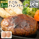 【ふるさと納税】【3ヶ月定期便】手ごねハンバーグ 合計約5.8kg 約160g×12個×3回 合計36個 ハンバーグ 合挽肉 合い挽き肉 牛肉 豚肉 惣菜 簡単調理 焼くだけ セット 詰め合わせ 冷凍 九州産 送料無料