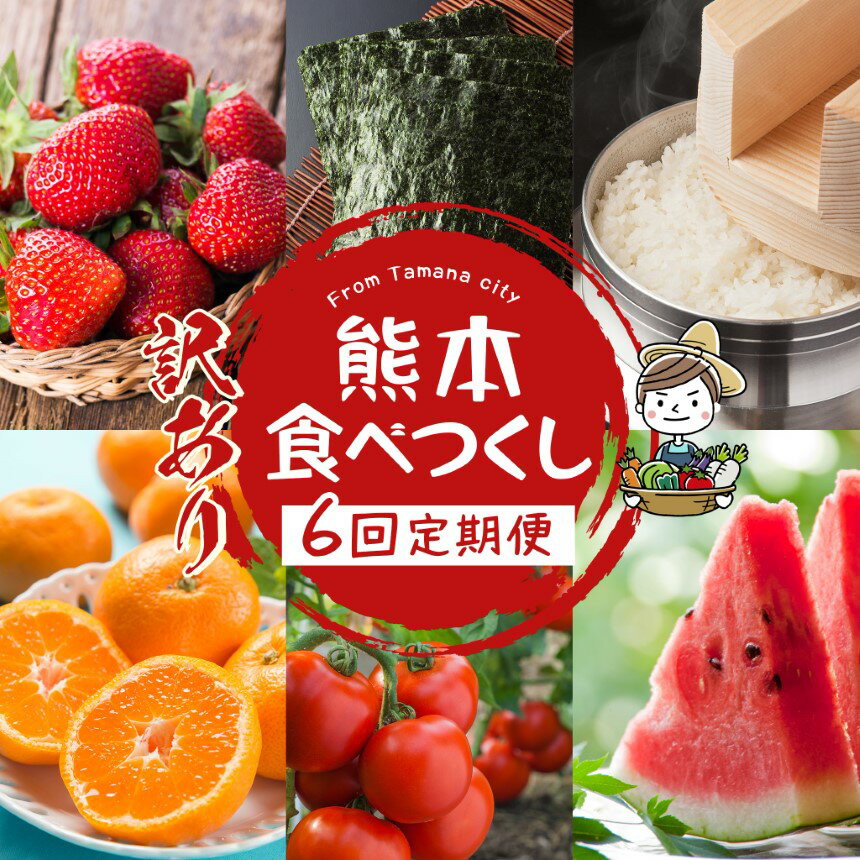 21位! 口コミ数「1件」評価「3」定期便 旬 食品 食材 定期便6回 隔月 いちご 不知火 ミニトマト 海苔 すいか メロン 新米 みかん 熊本 玉名 送料無料