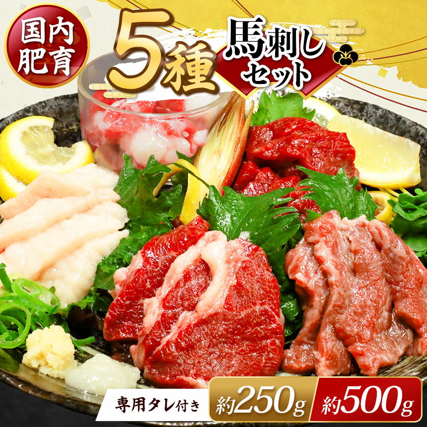 本場 熊本 馬刺し 豪華 5種盛り 選べる 約250g（50g×5P） ・ 約500g（50g×10P） 専用タレ付き | 玉名 熊本 馬肉 馬刺 赤身 霜降り フタエゴ 馬ひも コーネ 小分け