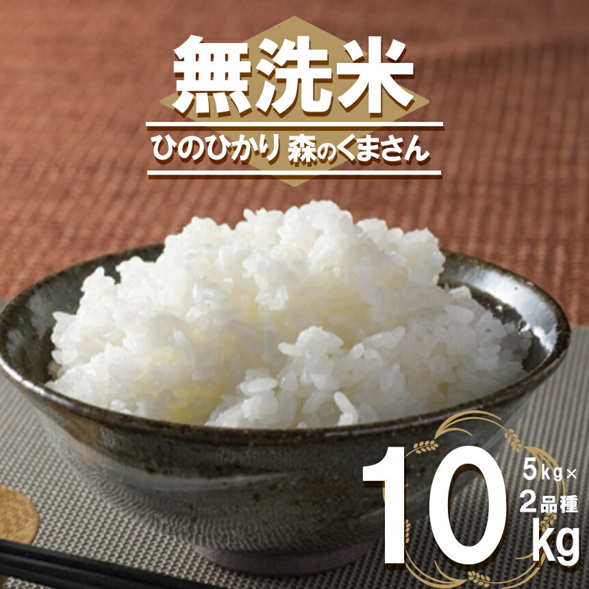 【ふるさと納税】無洗米 10kg ひのひかり 5kg / 森のくまさん5kg 白米 10kg （5kg×2袋） 単一原料米 熊本県産 送料無料 おにぎり おうちごはん 炊立てご飯 ヒノヒカリ