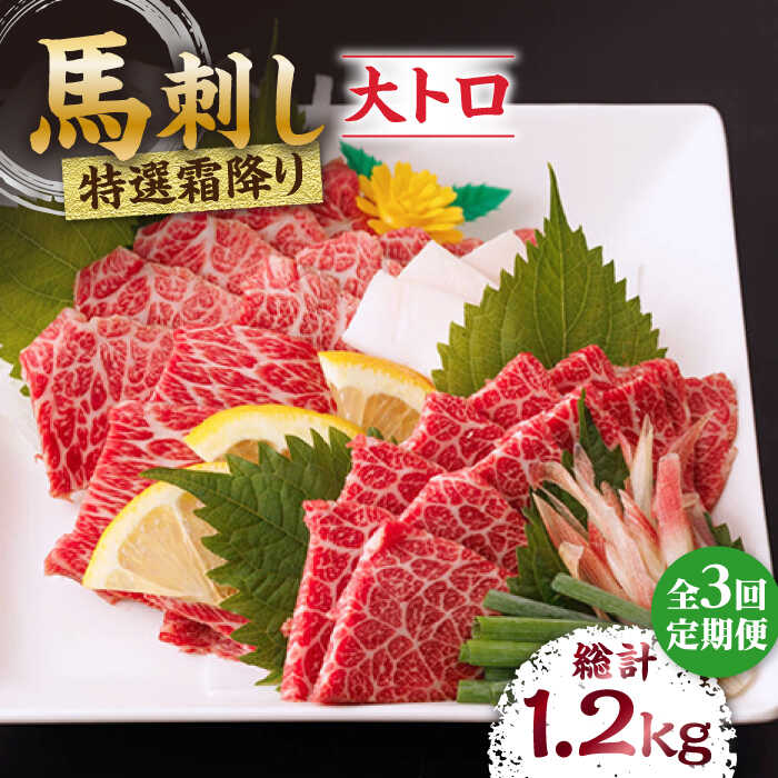 【ふるさと納税】【3回定期便】特選霜降り馬刺し（大トロ）計400g（4pc）＋タレ大【馬刺しの郷 民守】[ZBL045]