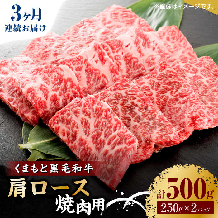 [3回定期便]くまもと黒毛和牛 焼肉用 肩ロース 500g(250g×2pc)[馬刺しの郷 民守]