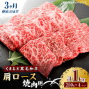 【ふるさと納税】【3回定期便】くまもと黒毛和牛 焼肉用 肩ロース 1000g（250g×4pc）【馬刺しの郷 民守】[ZBL065]