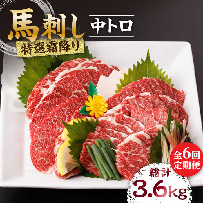 【ふるさと納税】【6回定期便】特選霜降り馬刺し（中トロ）計600g（6pc）＋タレ大【馬刺しの郷 民守】[..